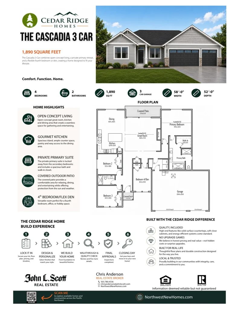 Cascadia 3-Car floor plan